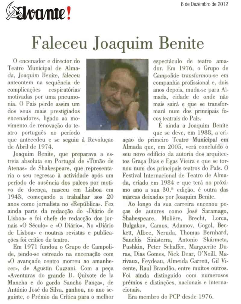 FALECEU JOAQUIM BENITE