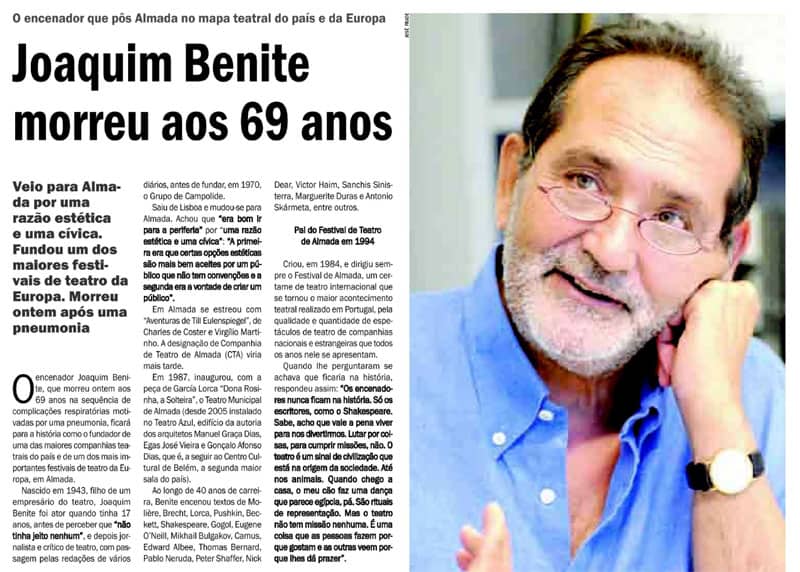 Joaquim Benite morreu aos 69 anos
