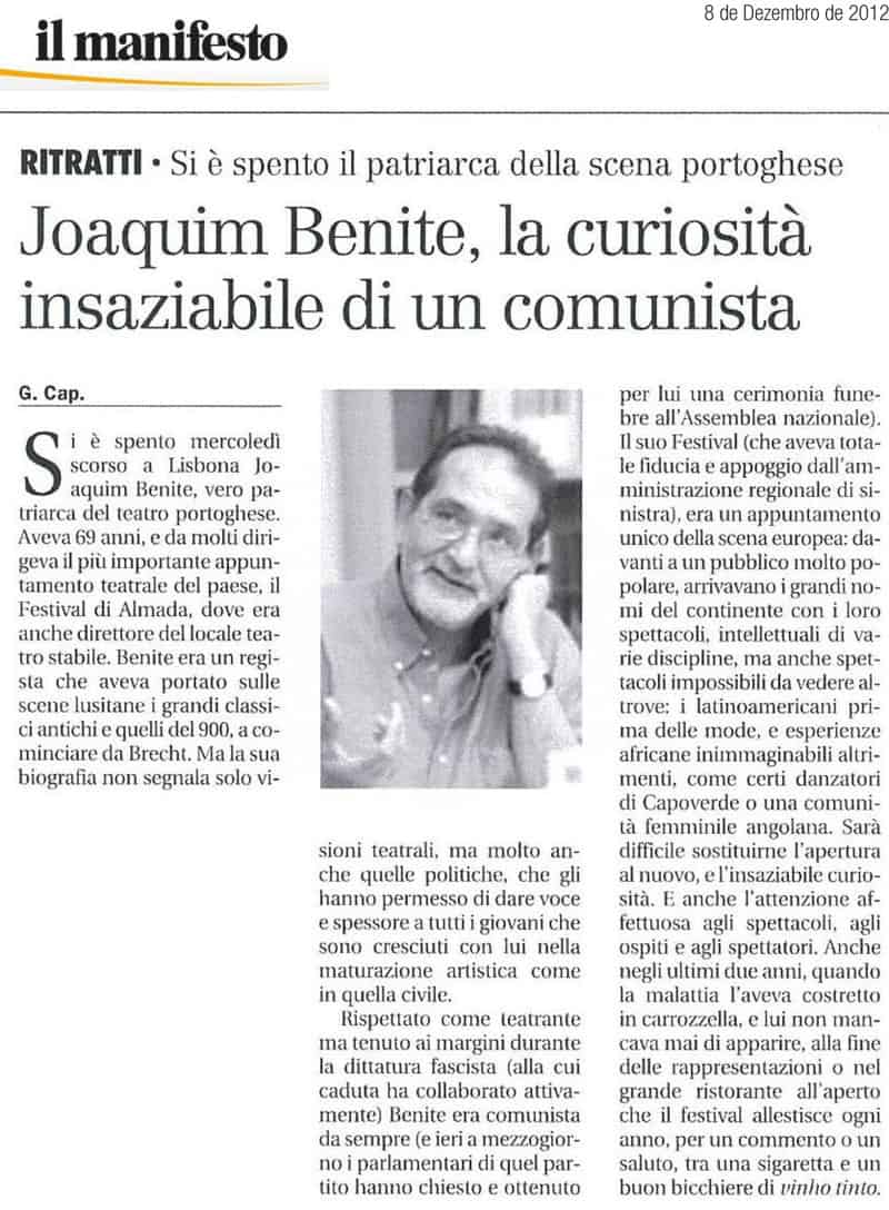 JOAQUIM BENITE, LA CURIOSITÀ INSAZIABILE DI UN COMUNISTA